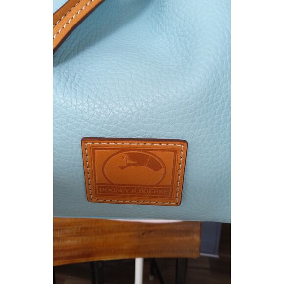 Dooney & Bourke Pebble grain drawstring bag Italian leather Caribbean Blue, Chic - Picture 5 of 11